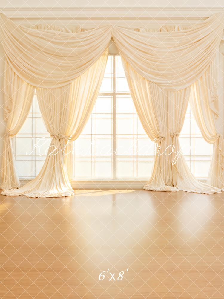 Kate Vintage Beige Curtain Frame Window Backdrop Designed by Emetselch