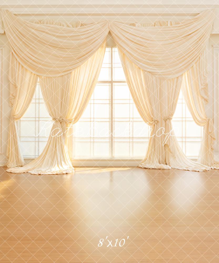 Kate Vintage Beige Curtain Frame Window Backdrop Designed by Emetselch