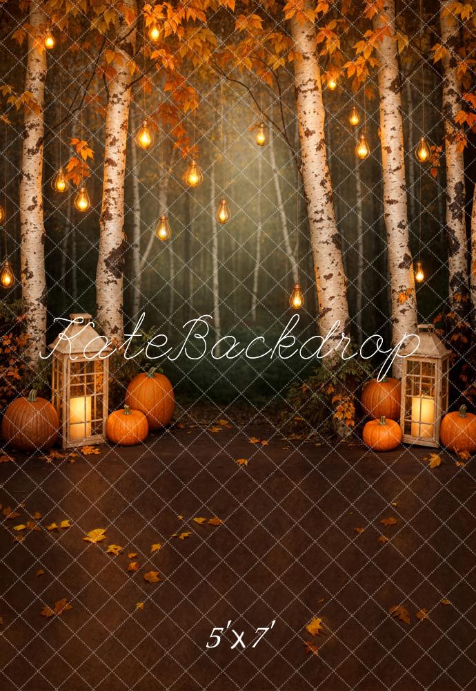Herfst Maple Forest Light Orange Pumpkin Achtergrond Ontworpen door Emetselch