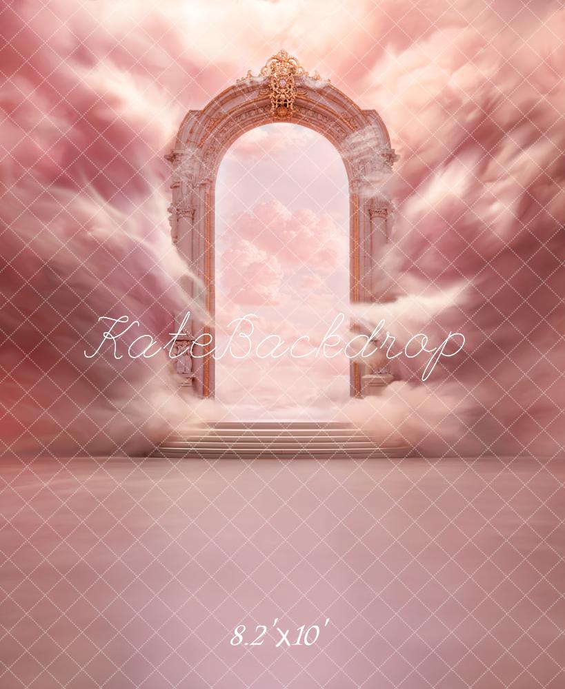 Fantasy Pink Cloud Retro Marble Arch Achtergrond Ontworpen door Chain Photography