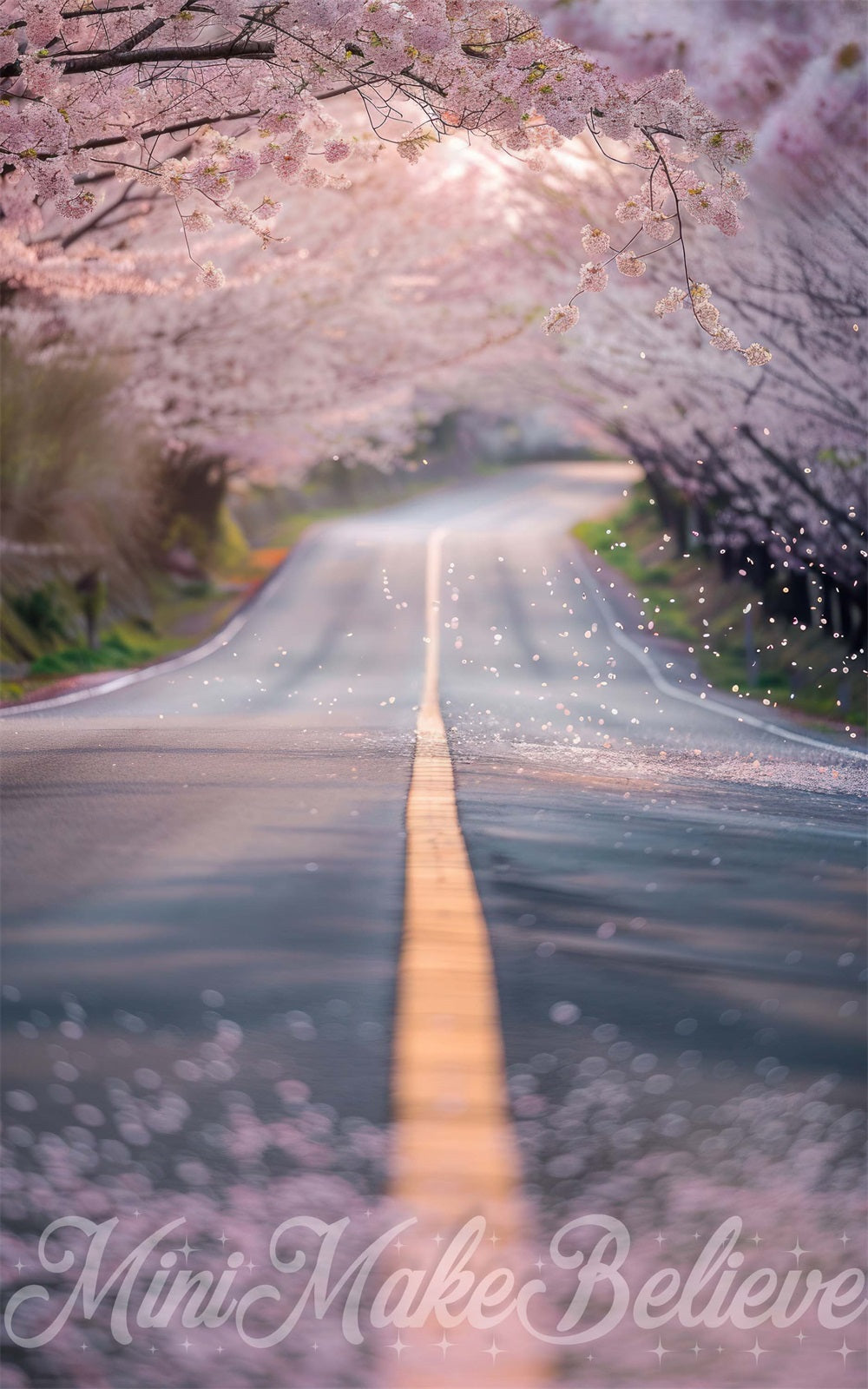 Kate Sweep Summer Pink Cherry Blossom Street Road Backdrop Designed by Mini MakeBelieve