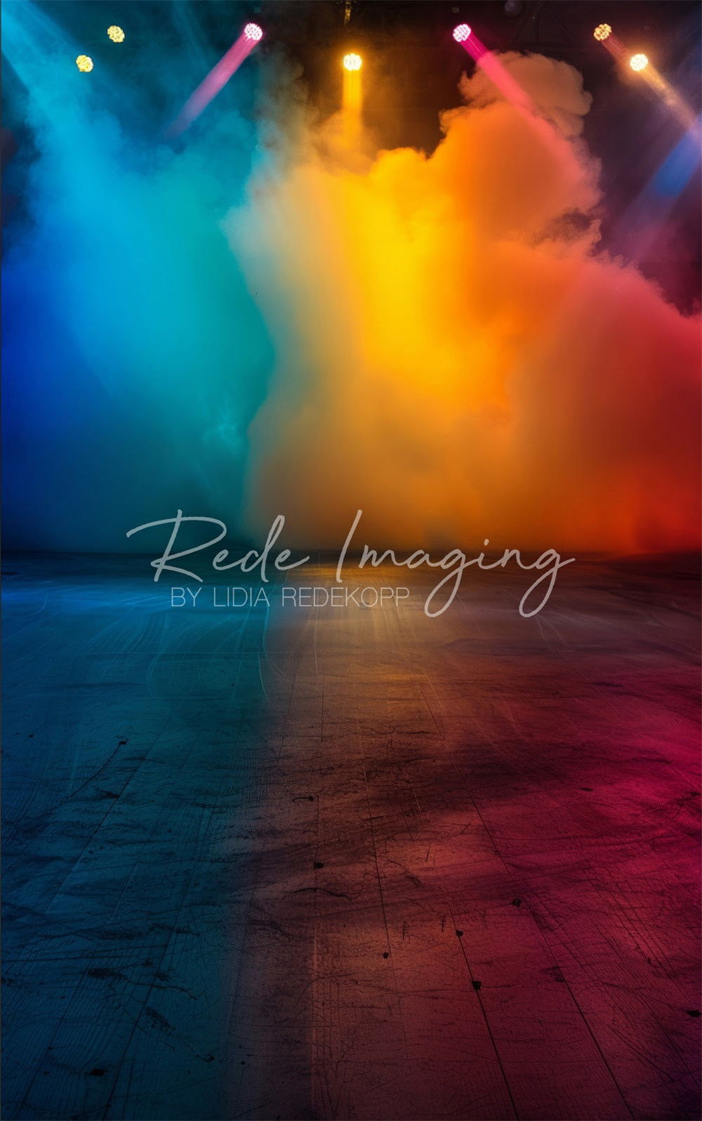 Kate Sweep Colorful Rainbow Smoke Show Retro Stage Backdrop Designed by Lidia Redekopp