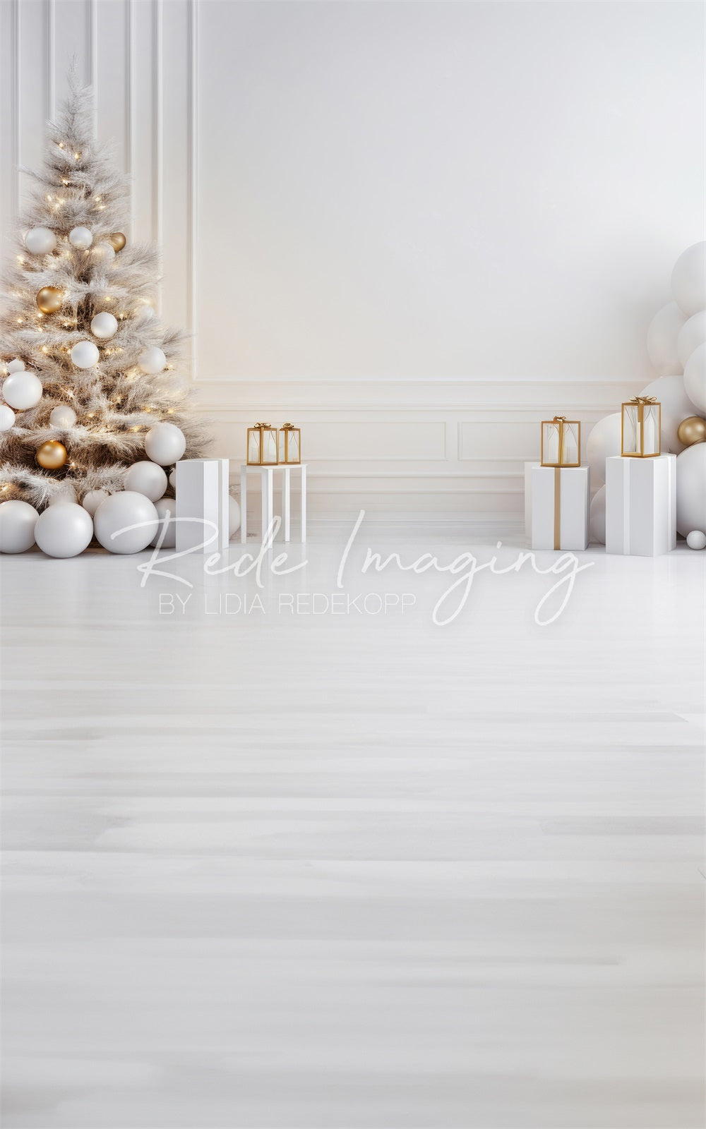 Kate Sweep Light & Gold Christmas Backdrop Designed by Lidia Redekopp