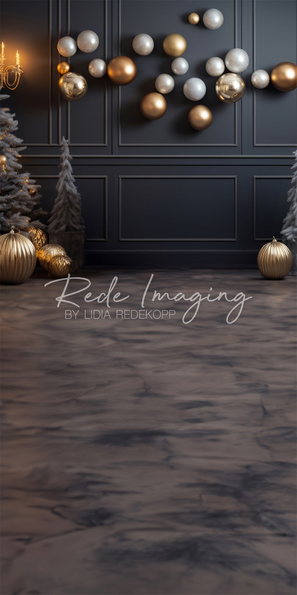 Kate Sweep Modern Gold & Gray Christmas Backdrop Designed by Lidia Redekopp