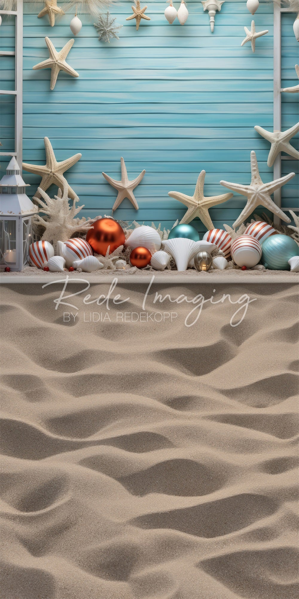 Sfondo a parete di Natale in spiaggia con stella marina Sweep designato da Lidia Redekopp