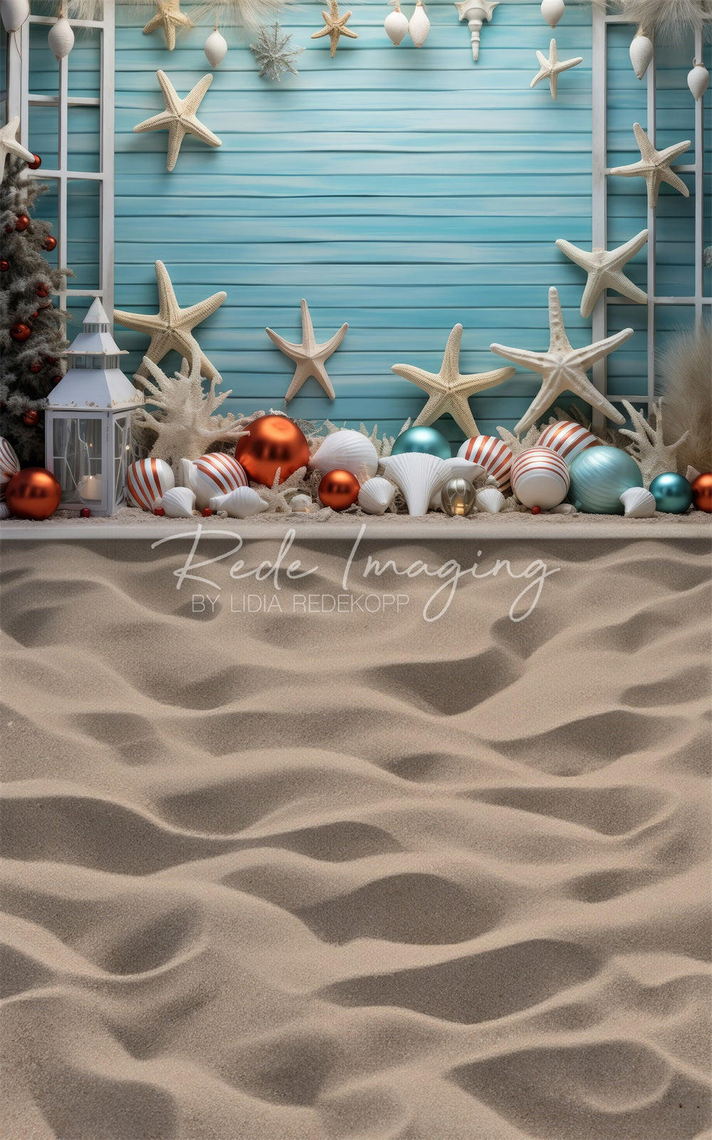 Sfondo a parete di Natale in spiaggia con stella marina Sweep designato da Lidia Redekopp