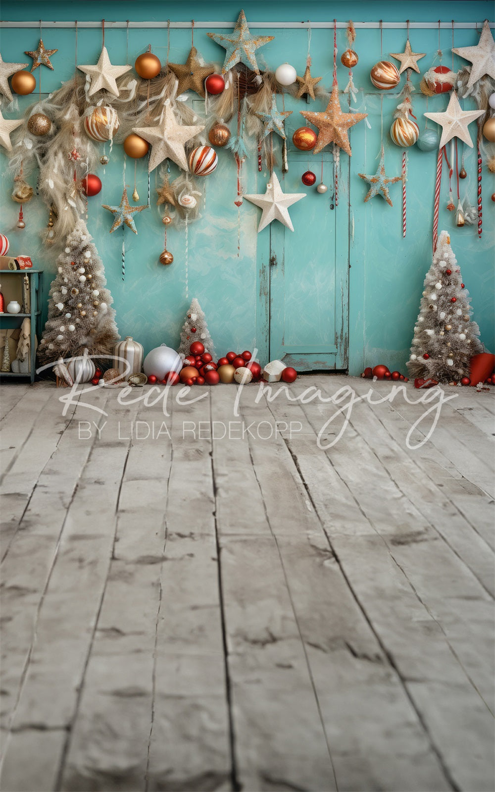 Sweep Teal Beach Christmas Stars Achtergrond Ontworpen door Lidia Redekopp
