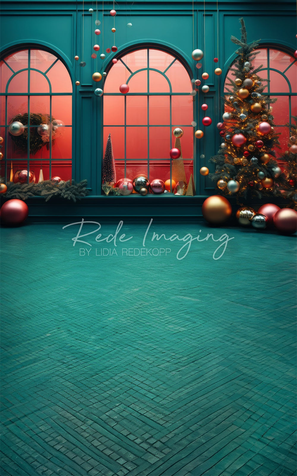 Kate Sweep Vintage Christmas Green Backdrop Designed by Lidia Redekopp