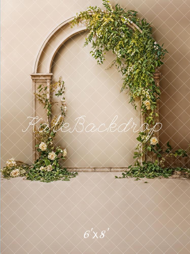 Sfondo ad arco beige con fiore bianco vintage progettato da Emetselch