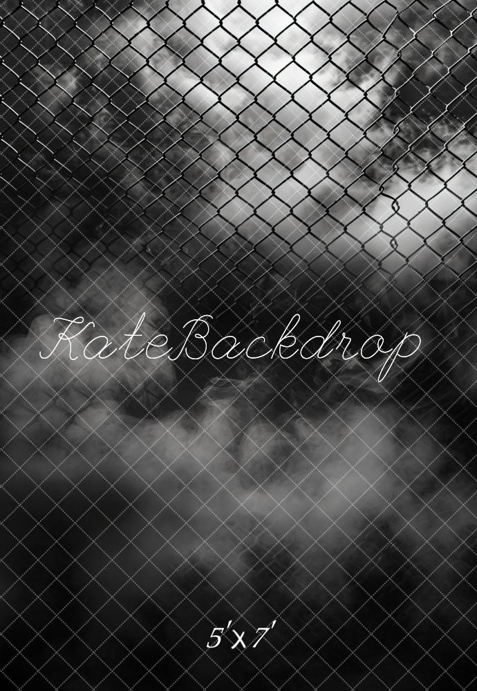 Cool Black Smoke Tennis Sports Iron Net Backdrop Ontworpen door Chain Photography