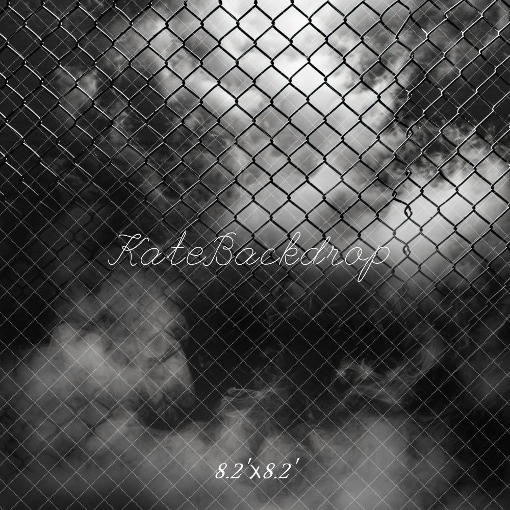 Cool Black Smoke Tennis Sports Iron Net Backdrop Ontworpen door Chain Photography