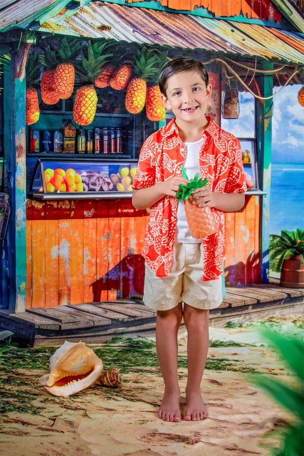 Fondo de Tienda de Frutas en la Playa de Verano con Diseño de Lidia Redekopp