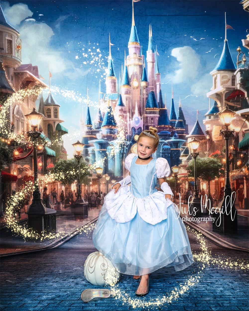 Fantasy Magic Kingdom Blue Castle Backdrop diseñado por Lidia Redekopp