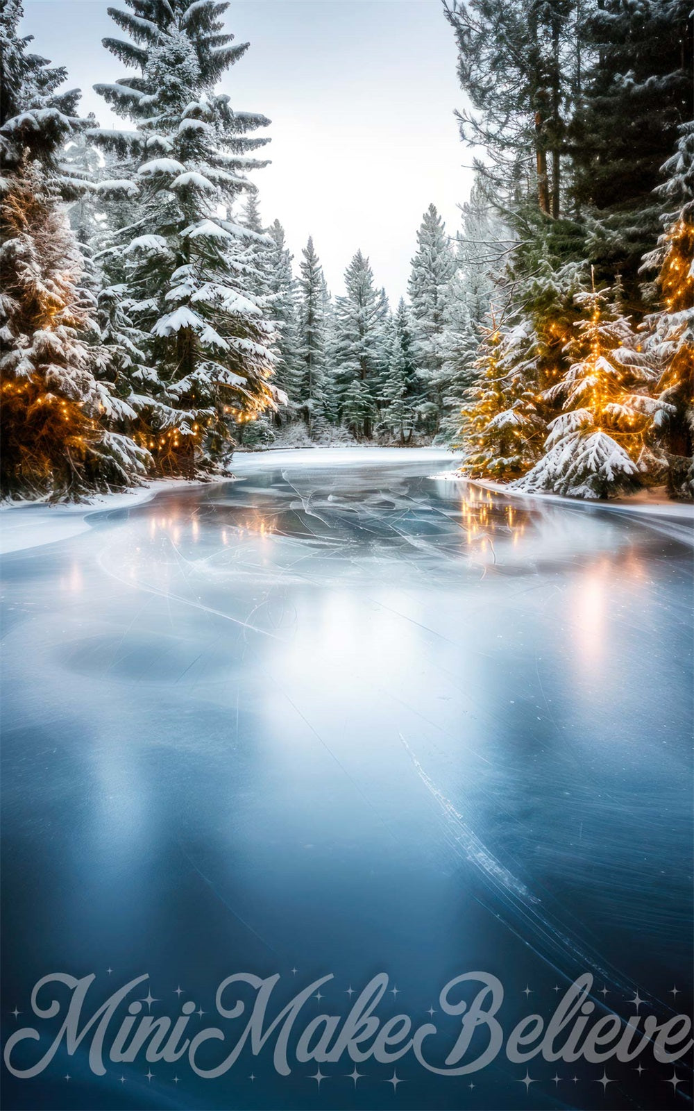 Inverno nella foresta innevata con lago ghiacciato - Progettato da Mini MakeBelieve