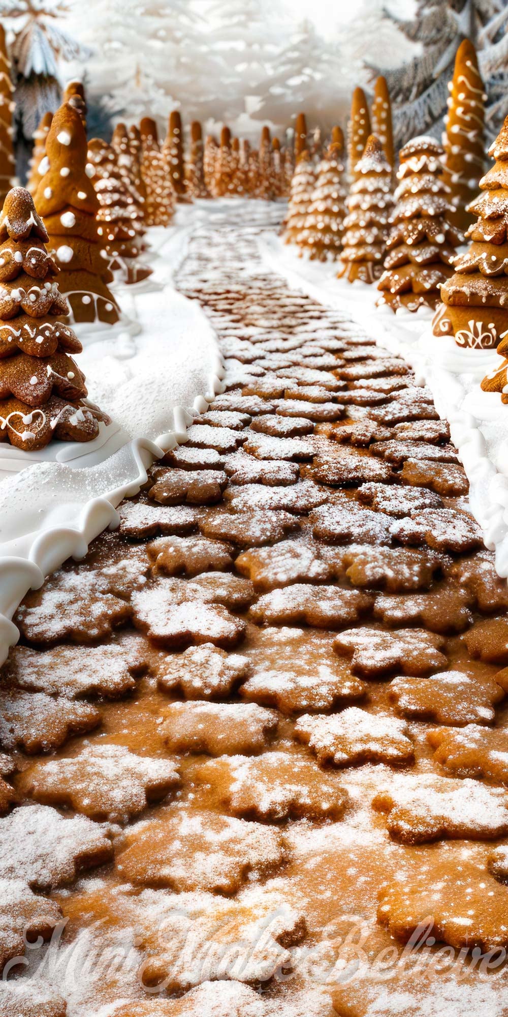 Winter Dreamy Brown Gingerbread Forest Foto Achtergrond Ontworpen door Mini MakeBelieve