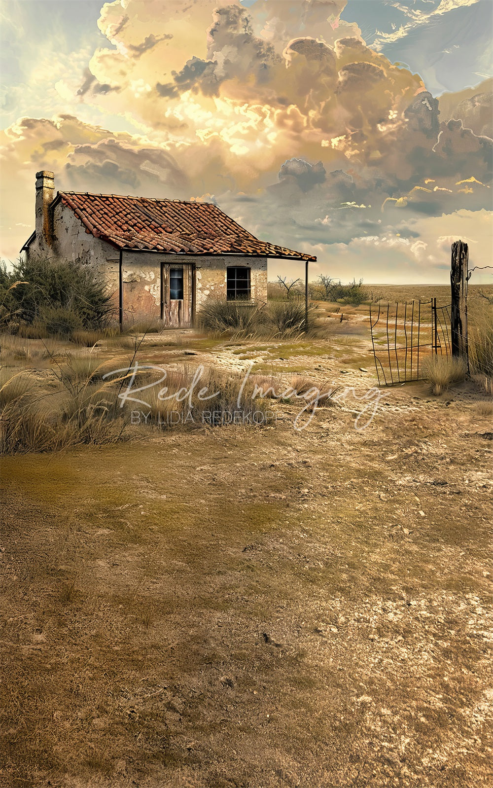 Scenario nel deserto dell'ovest selvaggio con casa abbandonata ideato da Lidia Redekopp