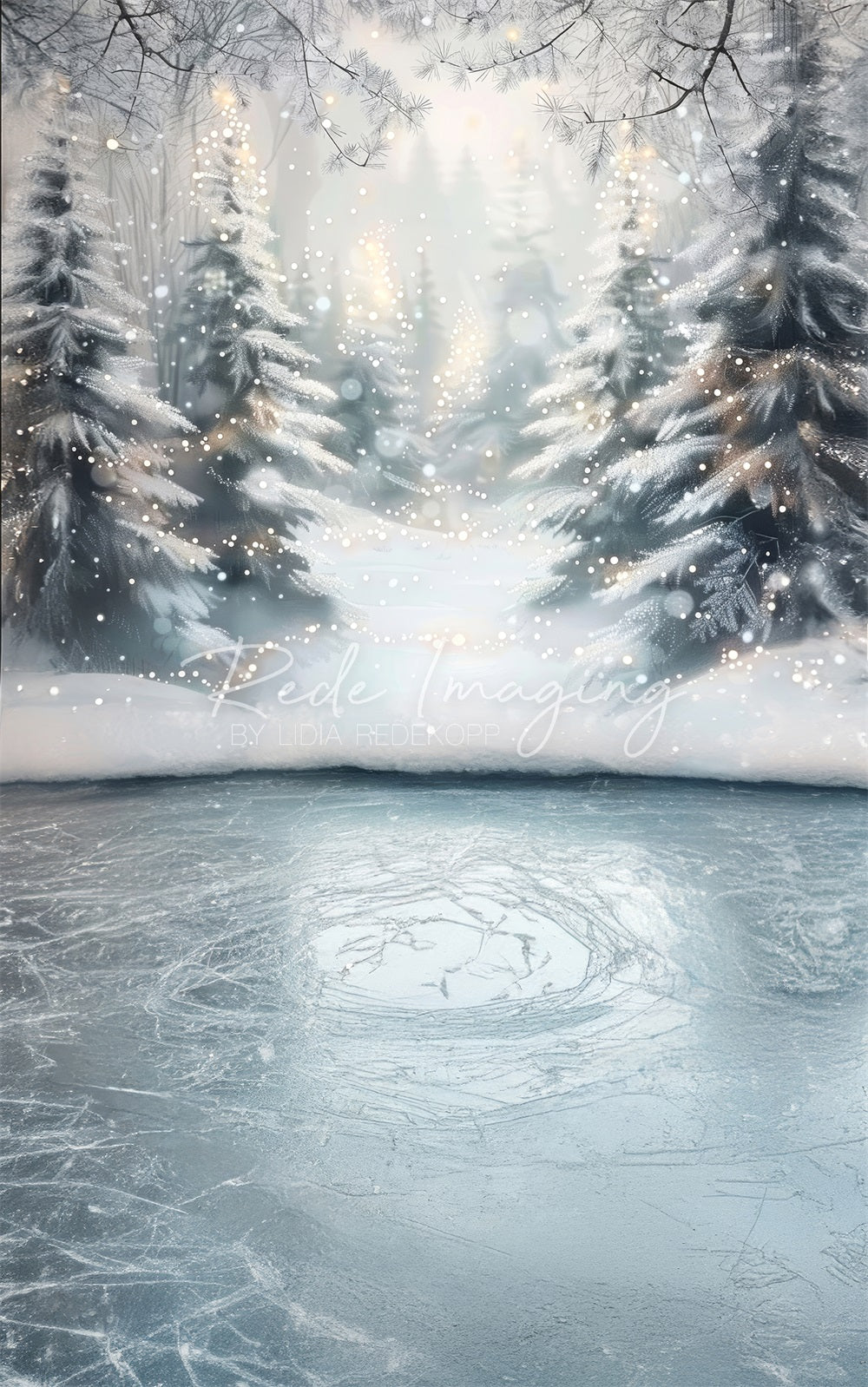 Sweep Winter White Dreamy Forest Ice Lake Foto Achtergrond Designed by Lidia Redekopp