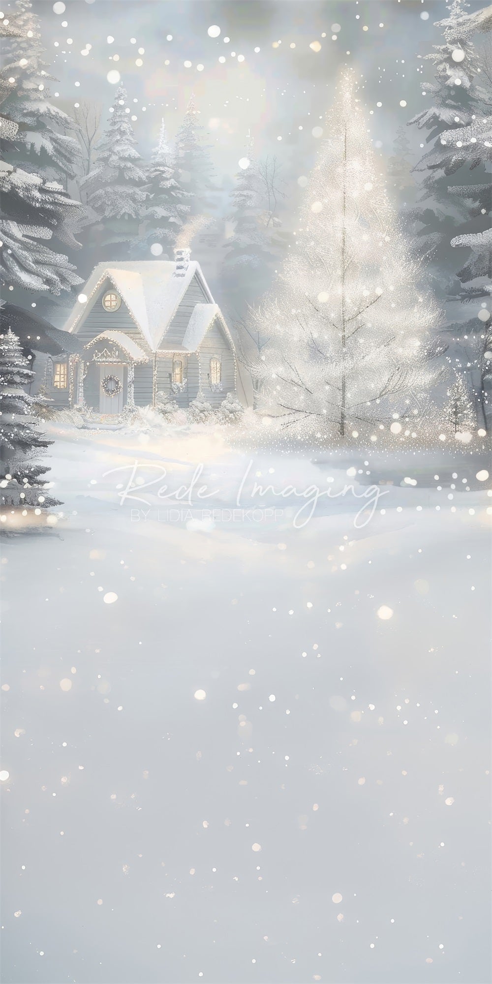 Sweep Winter Outdoor Forest Fantasy White Hut Foto Achtergrond Designed by Lidia Redekopp