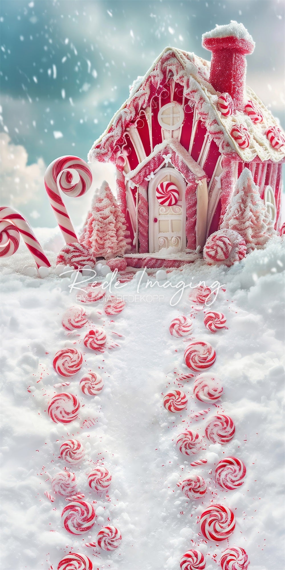 Sweep Winter Red Fantasy Candy Hut Foto Achtergrond Designed by Lidia Redekopp