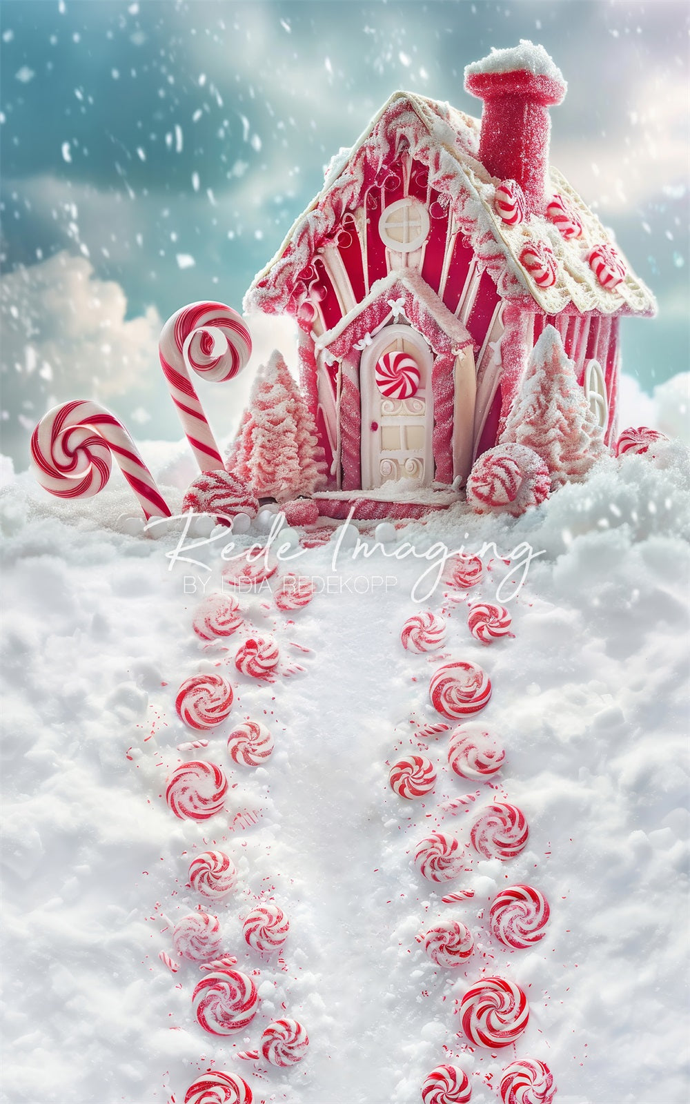 Sweep Winter Red Fantasy Candy Hut Foto Achtergrond Designed by Lidia Redekopp