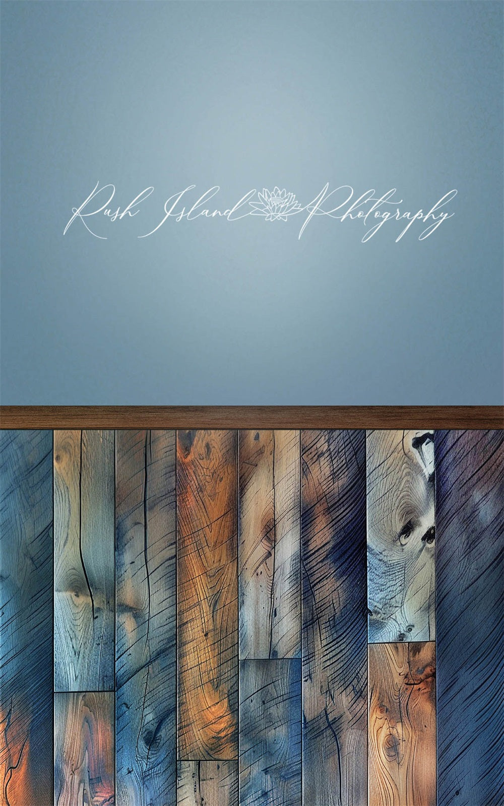 Kate Sweep Blue Wall Colorful Graffiti Wood Floor Backdrop Designed by Laura Bybee