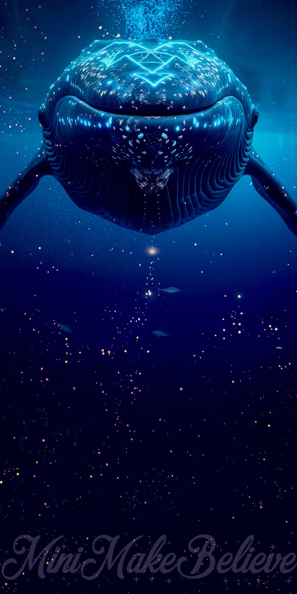 Dark Blue Sea Underwater Whale Foto Achtergrond Designed by Mini MakeBelieve