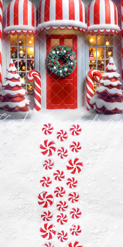 Sweep Christmas Candy Cane Shop Peppermint Snow Foto Achtergrond Designed by Mini MakeBelieve