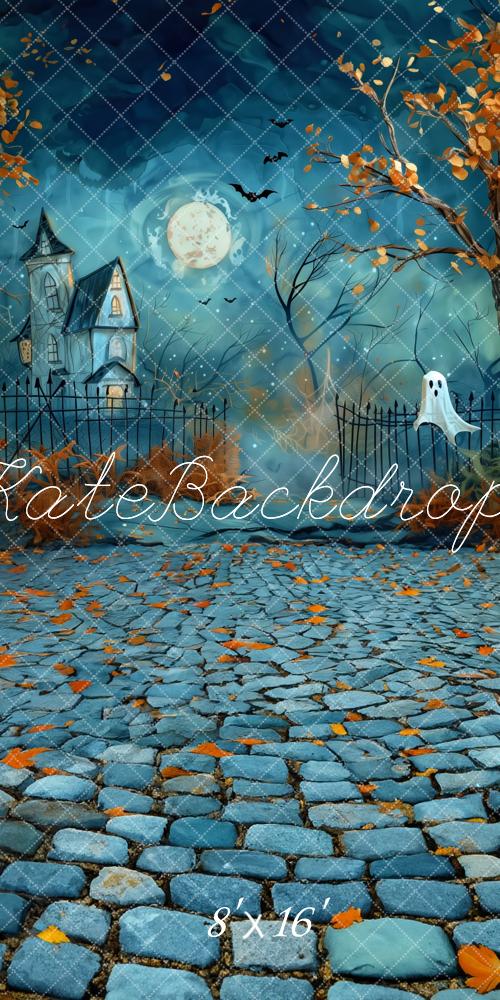 Sweep Halloween Cartoon Night Haunted House Ghost Backdrop Designed by Patty Robert