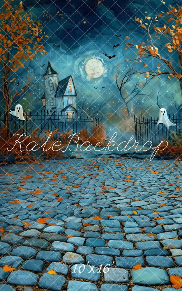 Sweep Halloween Cartoon Night Haunted House Ghost Foto Achtergrond Designed by Patty Robert