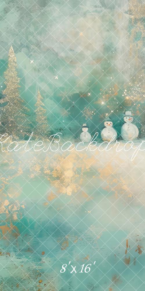 Fondo de Navidad de Invierno con Muñeco de Nieve y Copos de Nieve Diseñado por Lidia Redekopp