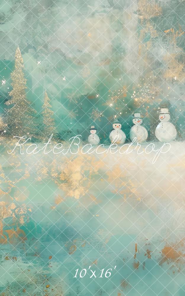 Fondo de Navidad de Invierno con Muñeco de Nieve y Copos de Nieve Diseñado por Lidia Redekopp