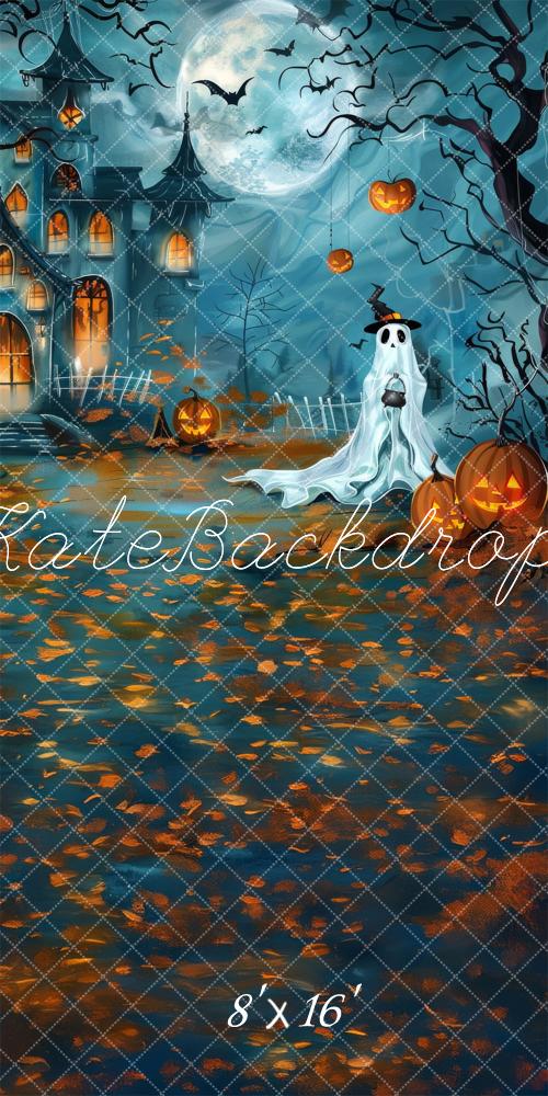 Sweep Halloween Cartoon Ghost Pumpkin Castle Foto Achtergrond Designed by Lidia Redekopp