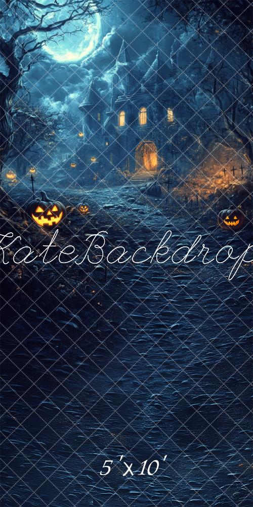 Fondo de Halloween Casa Embrujada Luna diseñado por Lidia Redekopp