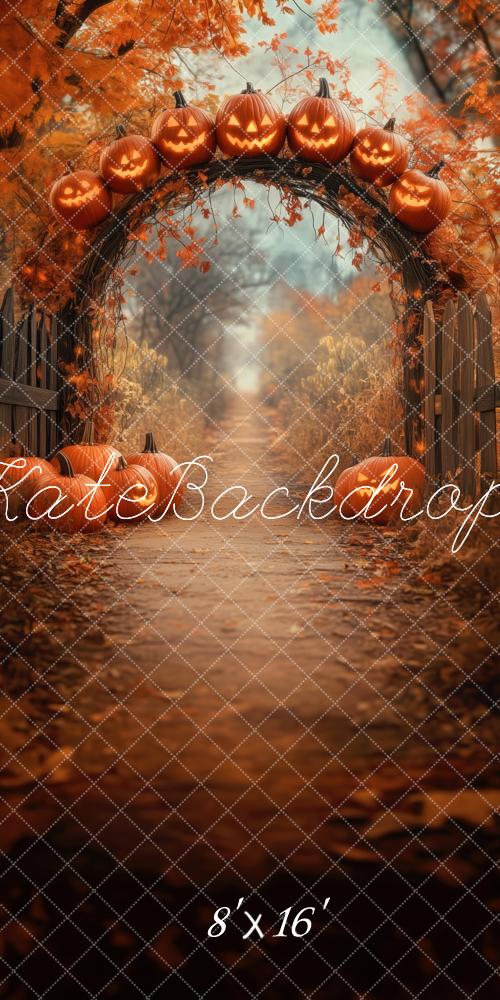 Kate Sweep Fall Halloween Pumpkins Arch Backdrop Designed by Patty Robert