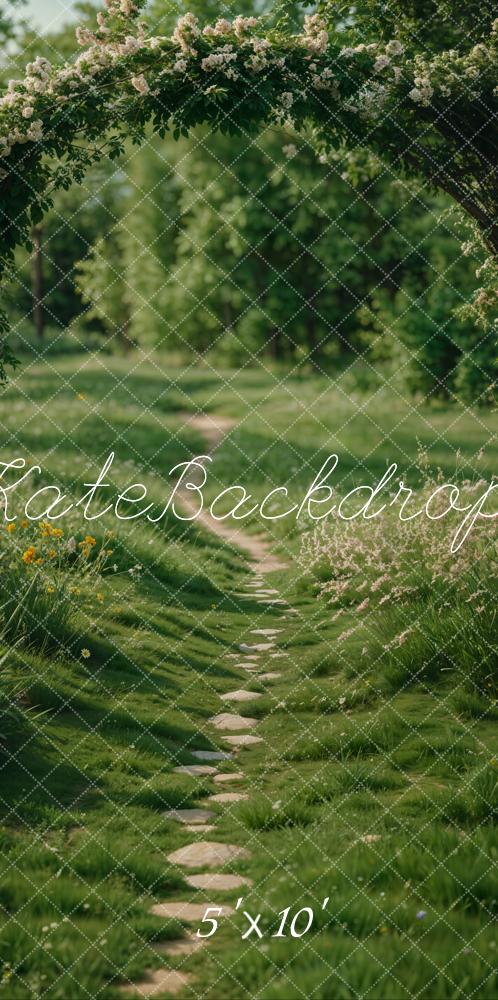 Sweep Spring Forest Arch Garden Path Green Foto Achtergrond Designed by Emetselch