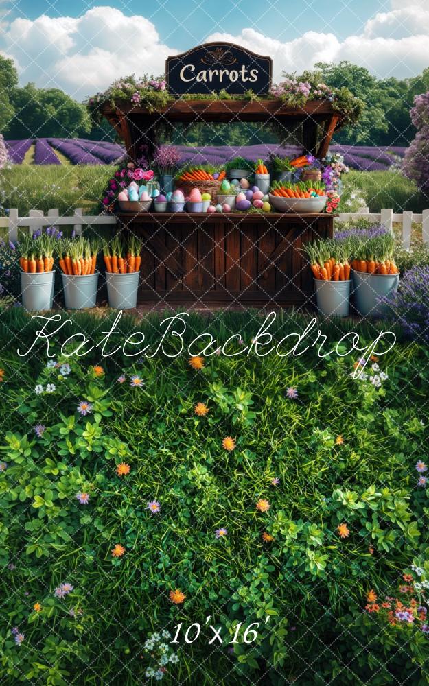 Kate Sweep Easter Carrot Stand Lavender Manor Backdrop Designed by Mini MakeBelieve