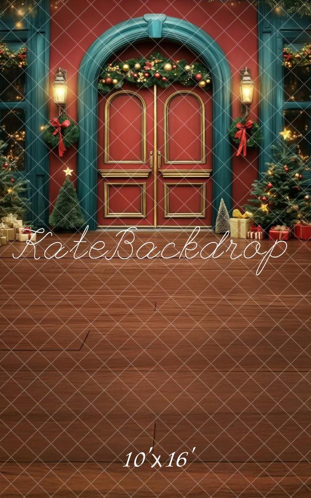 Kate Sweep Christmas Double Door Red Blue Backdrop Designed by Lidia Redekopp