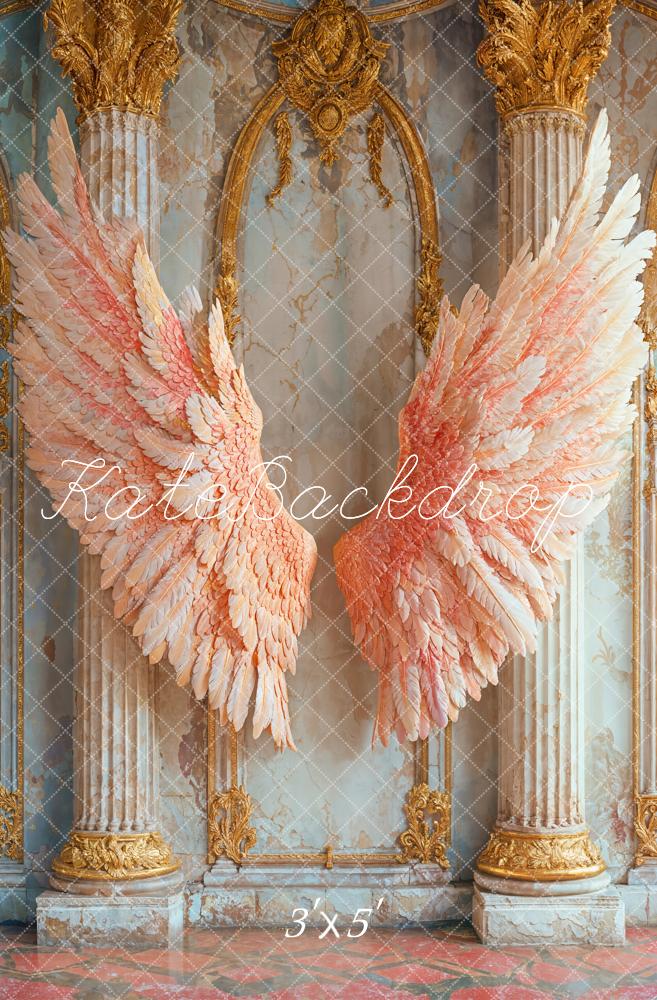 Kate Angel Pink Wings Vintage Backdrop Designed by Emetselch