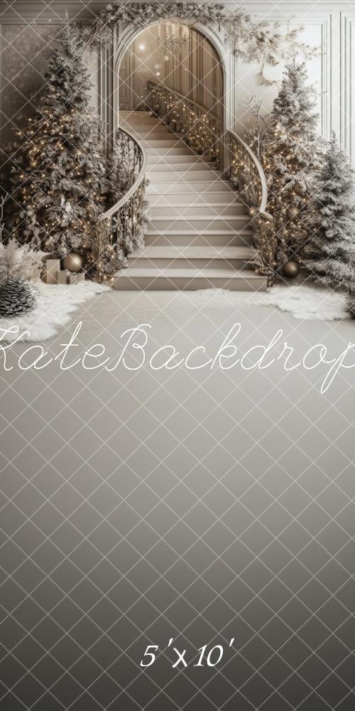 Kate Sweep Christmas Cascading Stairs Snowy Backdrop Designed by Lidia Redekopp