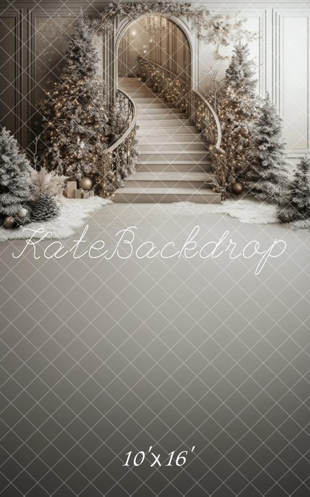 Kate Sweep Christmas Cascading Stairs Snowy Backdrop Designed by Lidia Redekopp