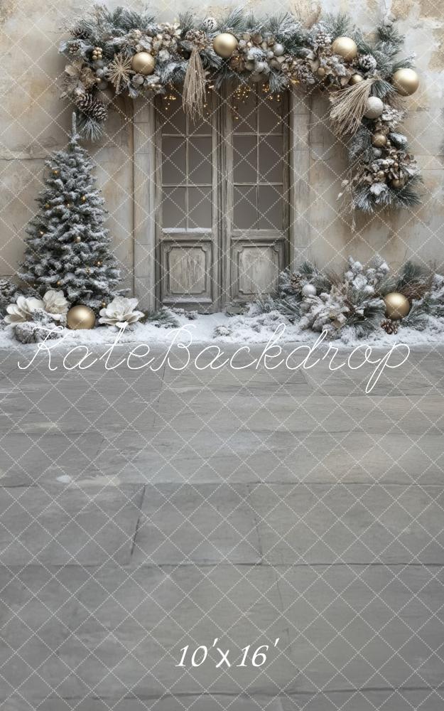 Kate Sweep Christmas Tree Rustic Door Backdrop Designed by Lidia Redekopp