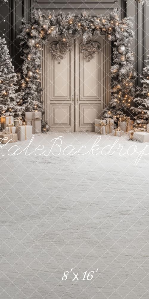 Kate Sweep Christmas Tree Retro Door Snowy Backdrop Designed by Lidia Redekopp