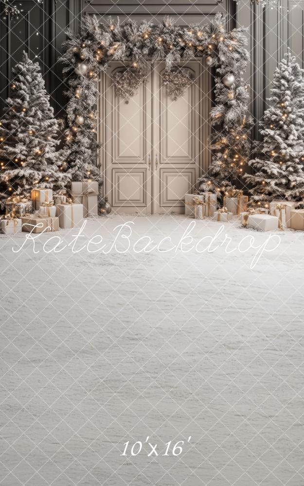 Kate Sweep Christmas Tree Retro Door Snowy Backdrop Designed by Lidia Redekopp