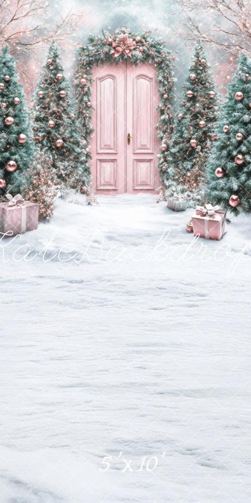 Kate Sweep Christmas Tree Pink Arched Door Backdrop Designed by Lidia Redekopp