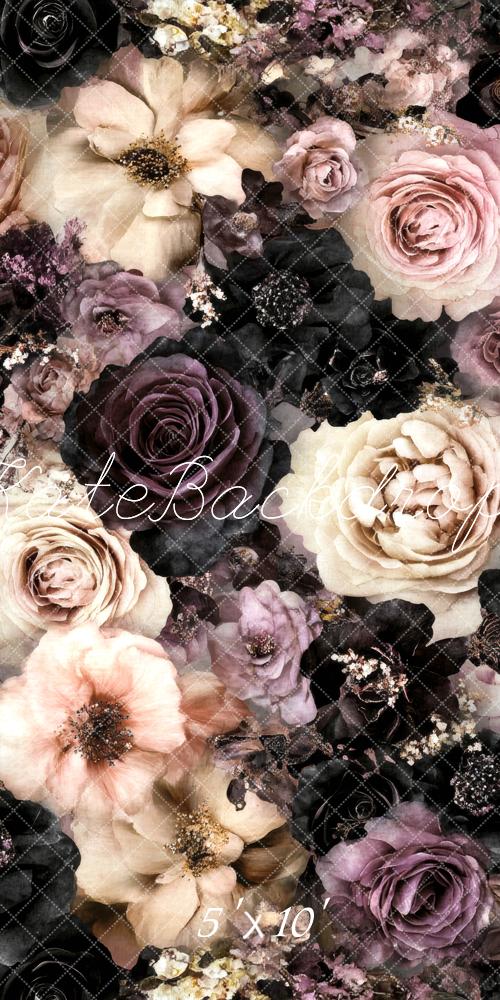 Kate Fine Art Vintage Floral Dark Rose Backdrop Designed by Lidia Redekopp