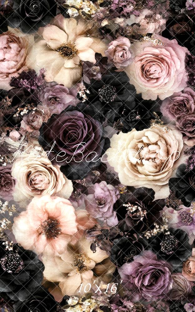 Kate Fine Art Vintage Floral Dark Rose Backdrop Designed by Lidia Redekopp