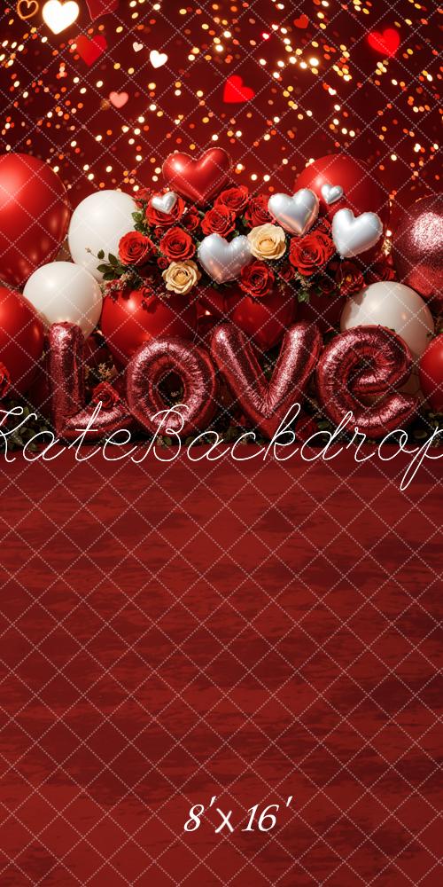 Kate Sweep Valentine's Day Love Balloons Roses Backdrop Designed by Emetselch