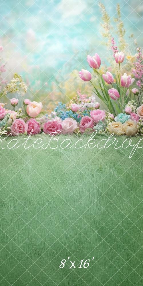 Kate Sweep Spring Floral Pastel Tulips Garden Backdrop Designed by Lidia Redekopp