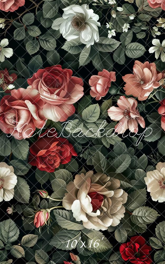 Kate Sweep Valentine Vintage Roses Pattern Backdrop Designed by Lidia Redekopp