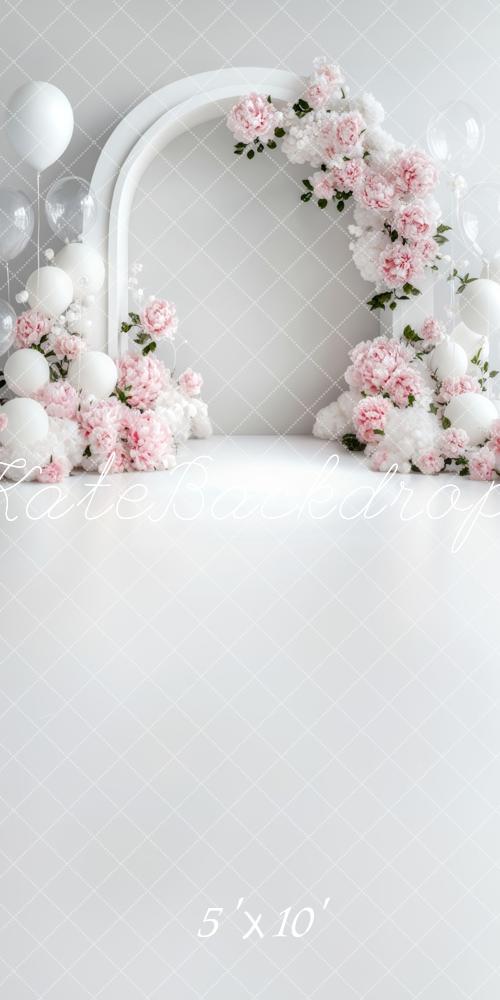 Kate Sweep Spring Flower Arch White Balloon Backdrop Designed by Lidia Redekopp